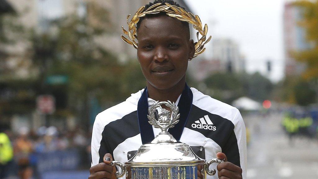 Diana Kipyokei wins the Boston marathon in 2021