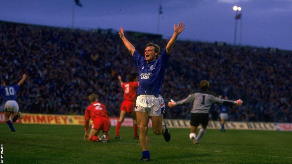 Rangers' Robert Fleck celebrates against Aberdeen in 1987