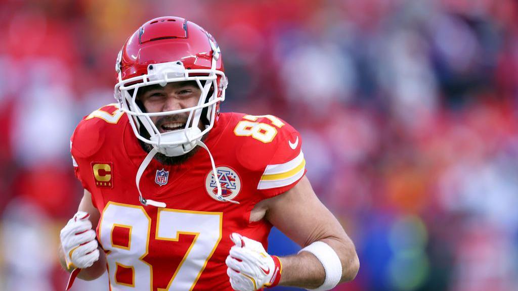 Travis Kelce playing for the Kansas City Chiefs