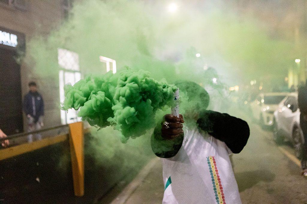 Senegal fans take to the streets and celebrate after the victory of the African Cup of Nations final match between the Moroccan and Senegalese national teams in Milan, Italy
