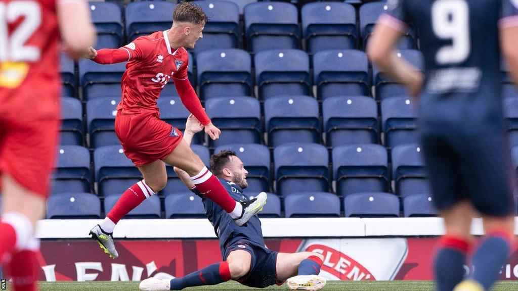 Dunfermline's Lewis McCann scores against Raith Rovers