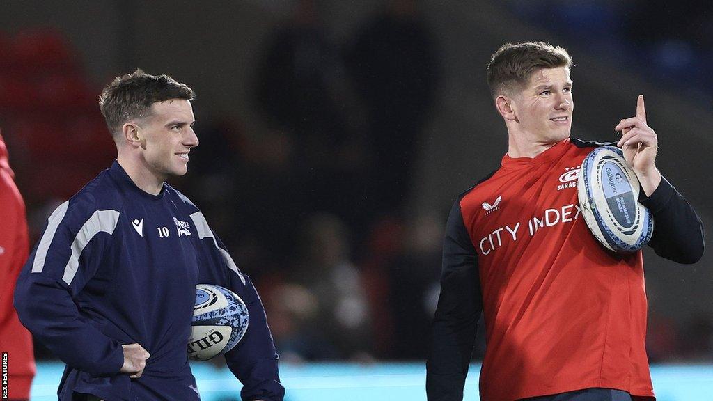 George Ford (left) and Owen Farrell (right) chatting ahead of the game