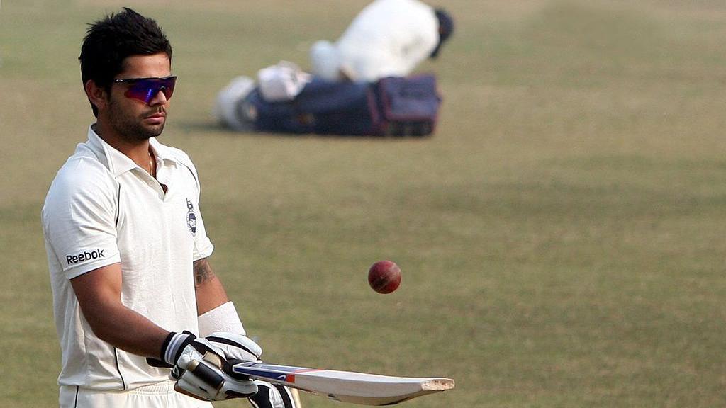 Delhi Ranji Cricket Team player Virat Kohli during a practice session at the Roshanara Club ground in New Delhi on Monday, December 7, 2009. 