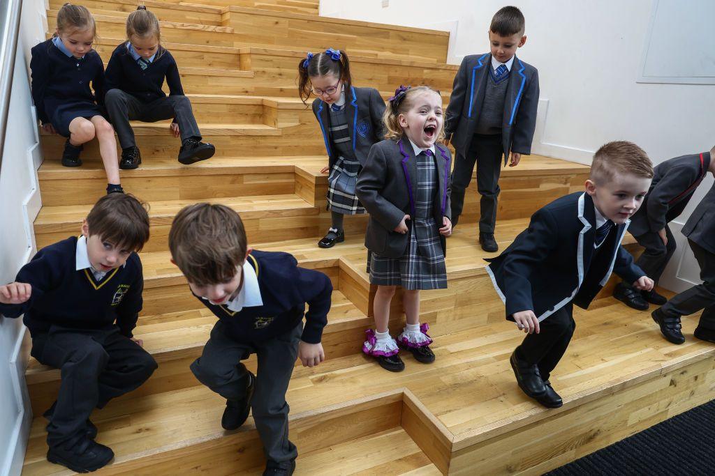 Twins at their new school