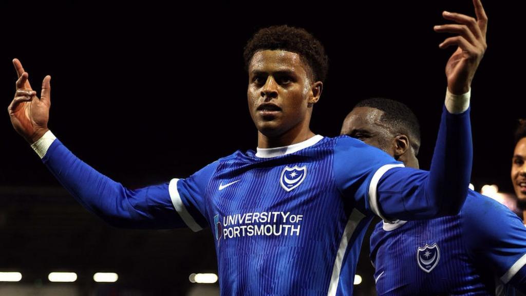 Kusini Yengi celebrates scoring for Portsmouth