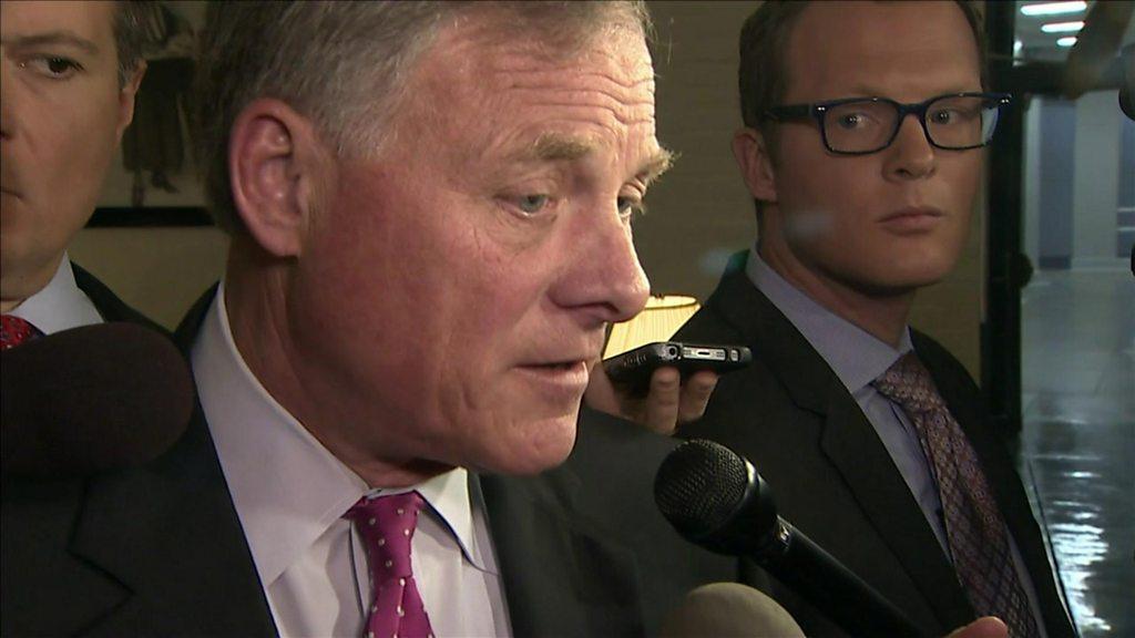 Sen Richard Burr speaks to reporters