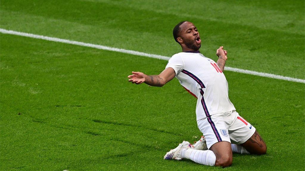 Raheem Sterling celebrates.