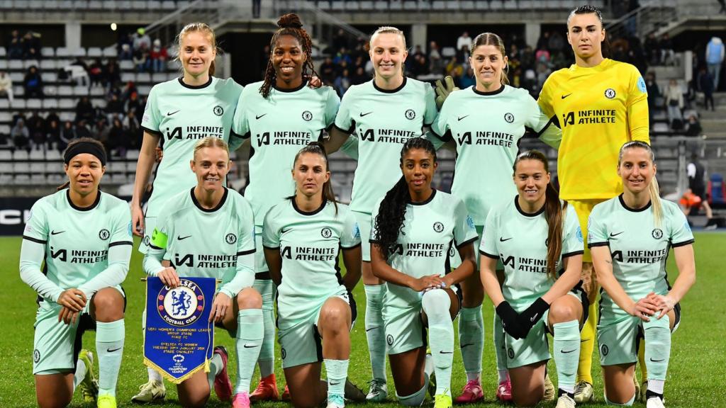 Chelsea's players pose for a photo before kick-off