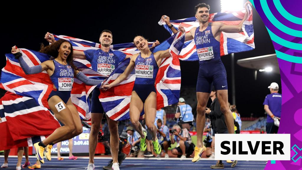 Great Britain win mixed 4x400m relay silver