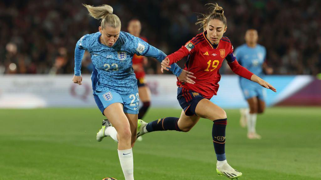England against Spain in the 2023 World Cup final 