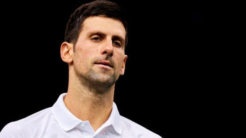 Novak Djokovic of Serbia looks on during match on 7 November 2021