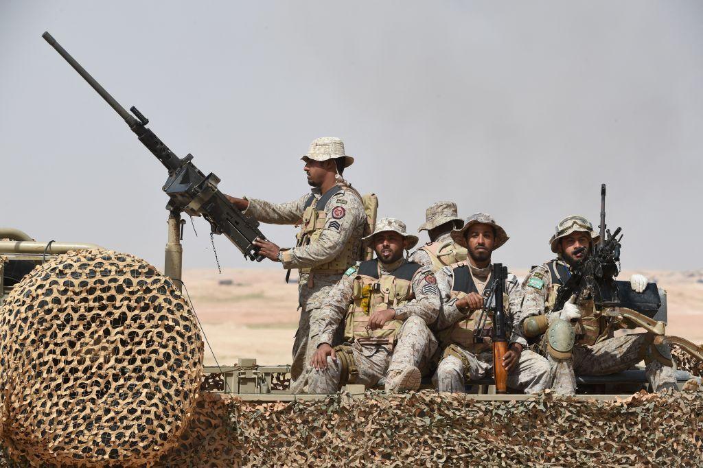Special forces perform during the Northern Thunder military exercises in Hafar al-Batin, 500 kilometres north-east of the Saudi Capital Riyadh on March 10, 2016. 
