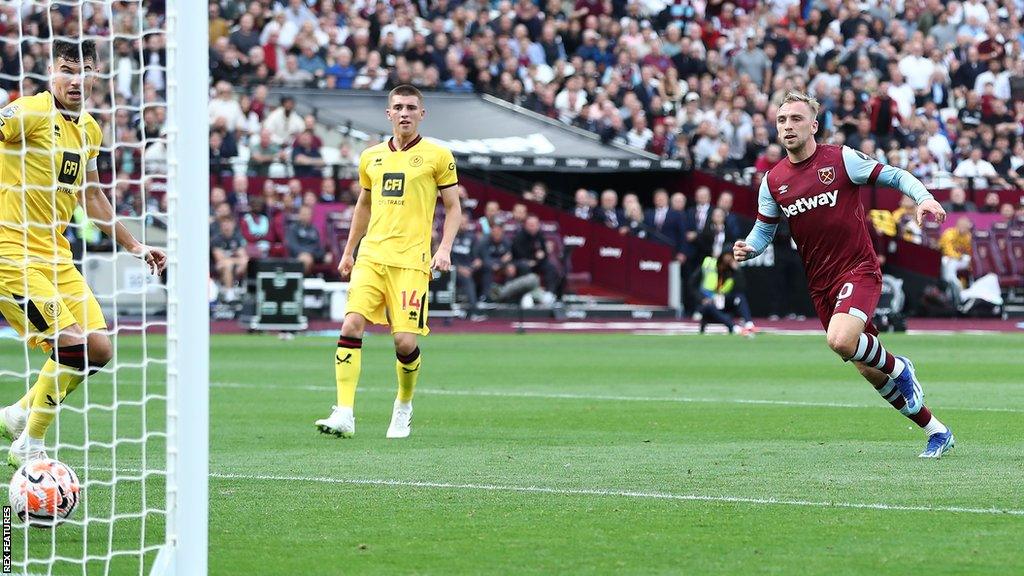 Jarrod Bowen's fifth goal of the Premier League season was his first at home - the previous four had all come in away matches