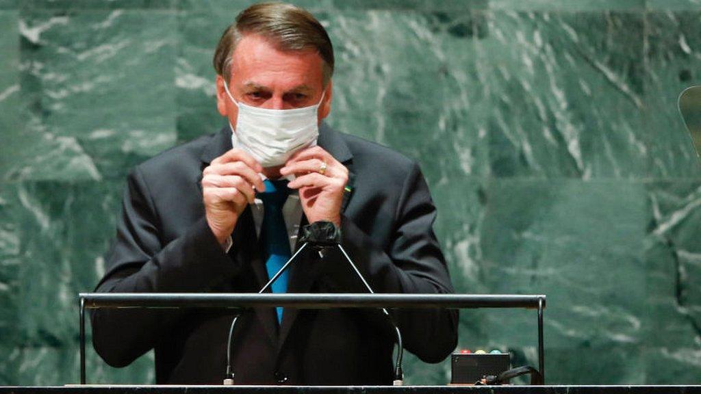 President Bolsonaro at UN lectern