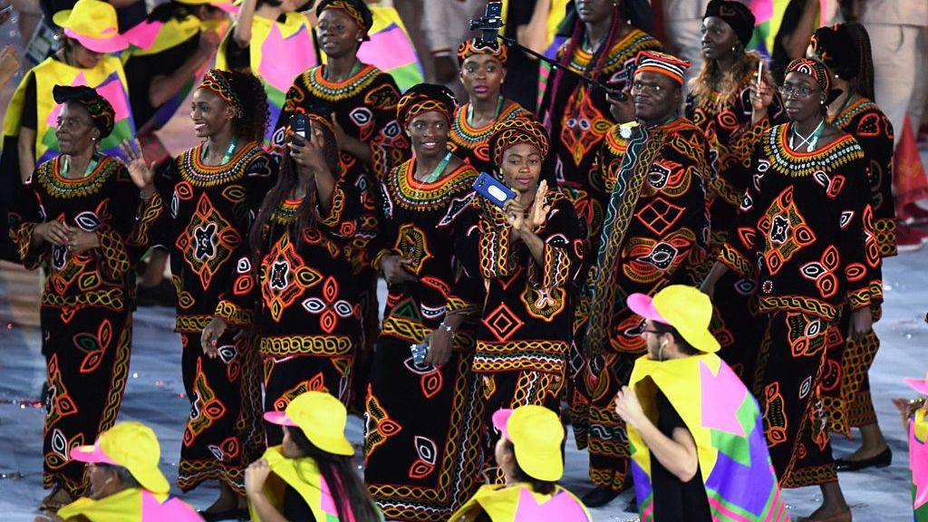 Cameroon's delegation parade during the opening ceremony of the Rio 2016.