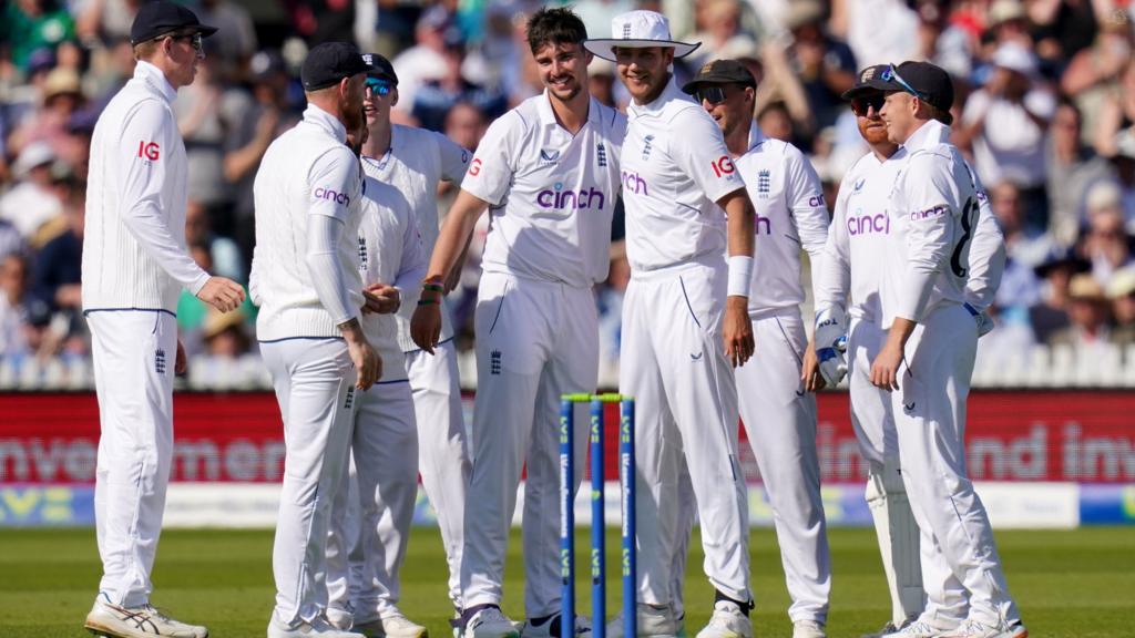 Josh Tongue celebrates a wicket