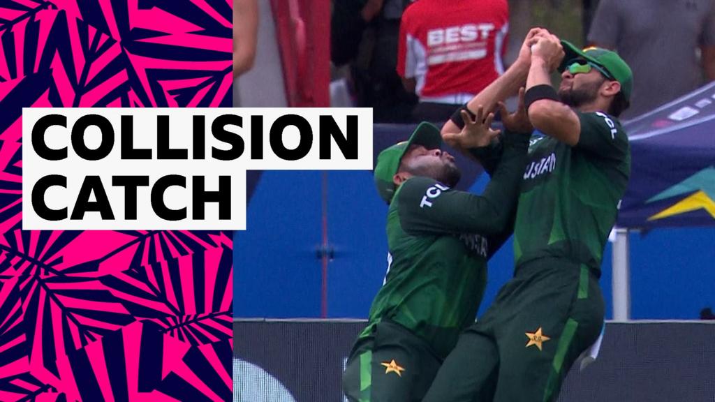 Pakistan team-mates collide as catch is taken