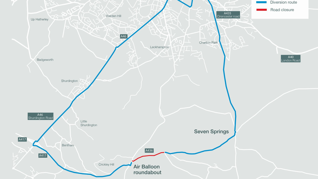 Diversion routes on the A417