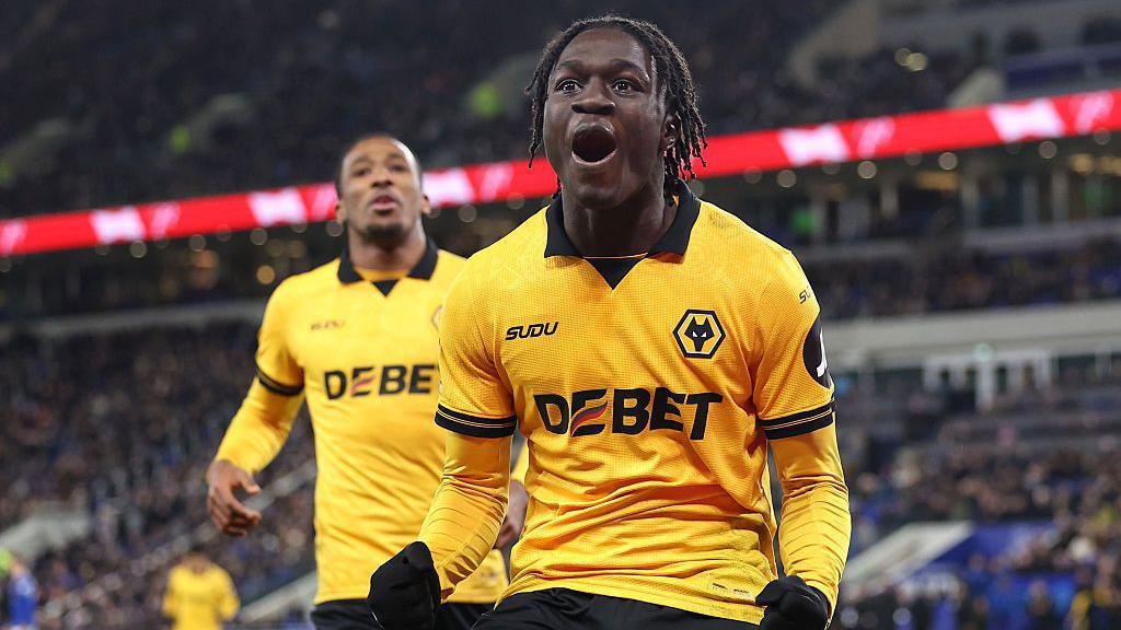Mateus Mane celebrates scoring against Everton
