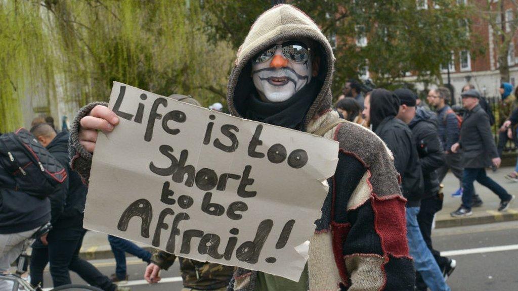 Anti-lockdown protester in London