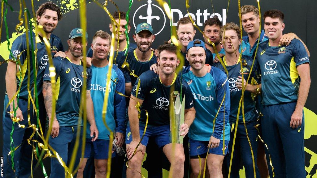 Australia with the T20 series trophy