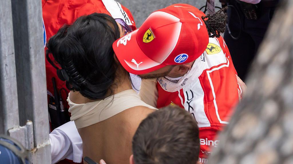 Lewis Hamilton kisses girlfriend Kim Kardashian after coming second in Monaco 