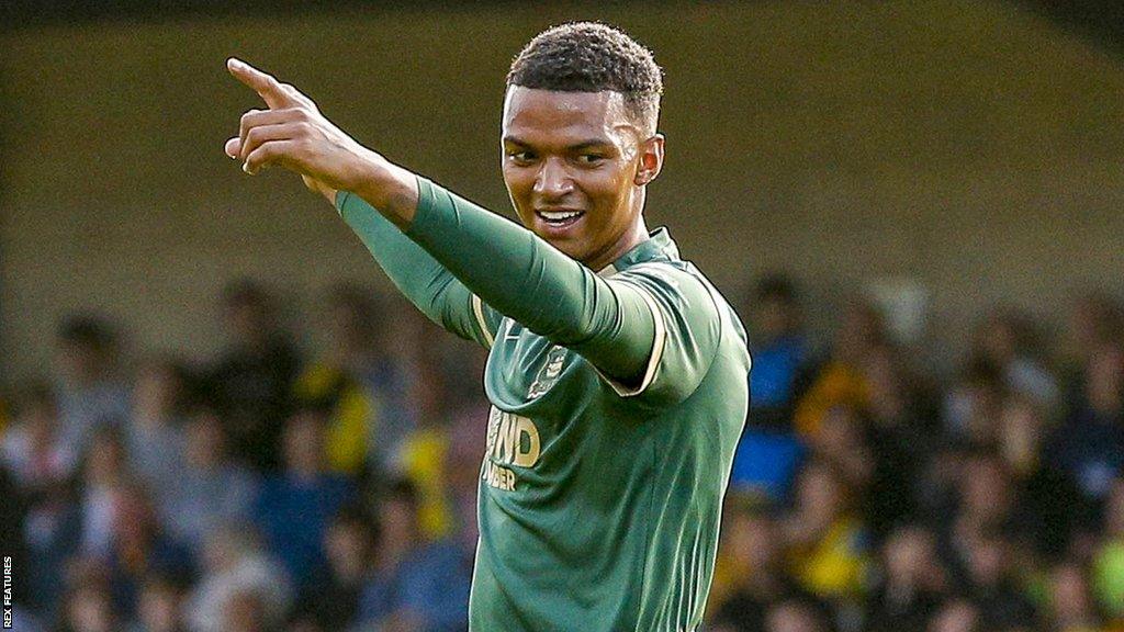 Morgan Whittaker celebrates scoring for Plymouth Argyle