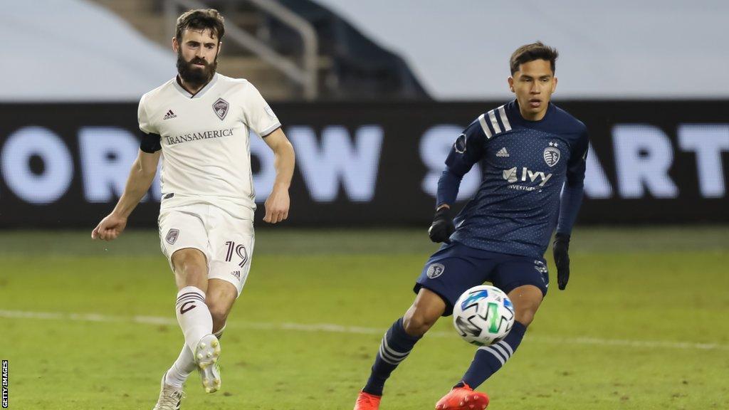 Jack Price (left) in action for Colorado in the MLS