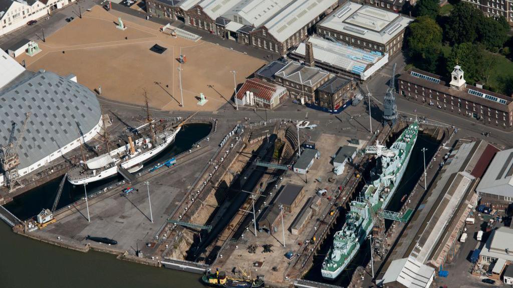 Aerial view of Chatham Historic Dockyard 