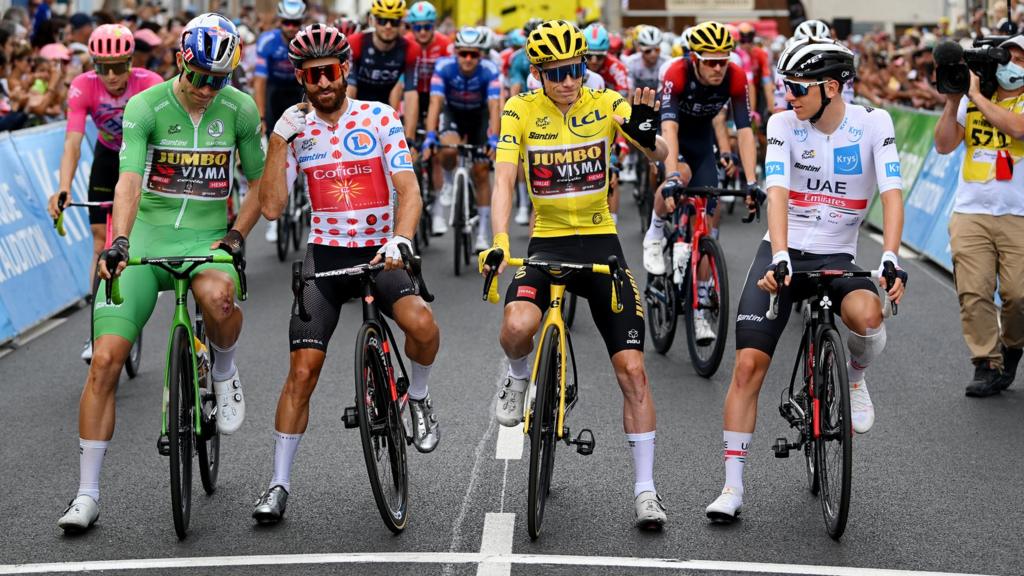 Wout van Aert, Simon Geschke, Jonas Vingegaard, Tadej Pogacar