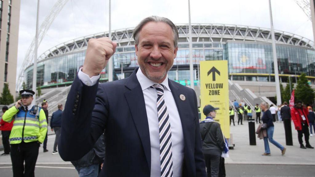 Robin Stanton-Gleaves in front of the Wembley arch ahead of Bromley's National League promotion final against Solihull Moors