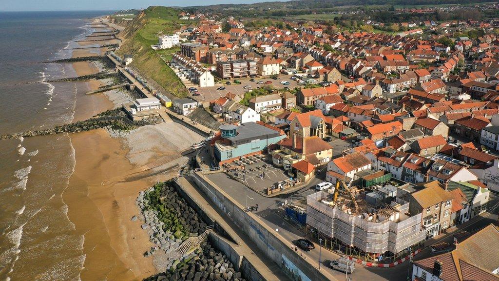 Sheringham seafront photographed from above