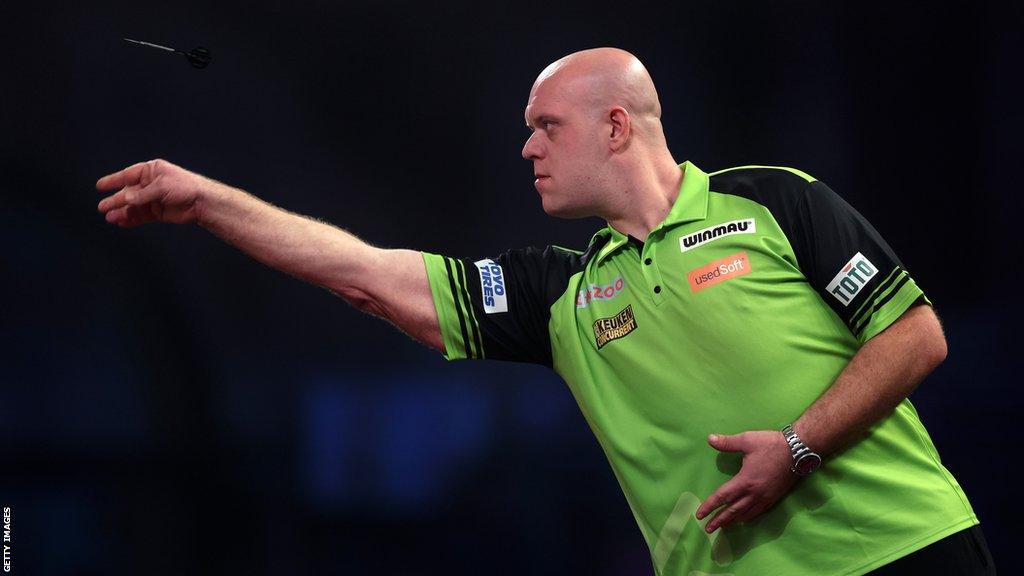 Michael van Gerwen playing darts