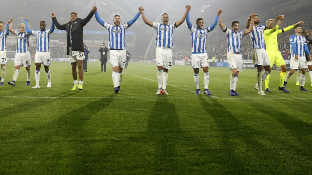 Huddersfield players celebrate