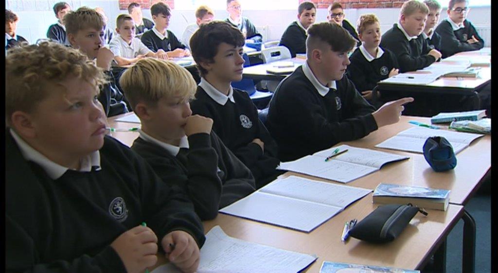 Boys in a class room at Lewis School