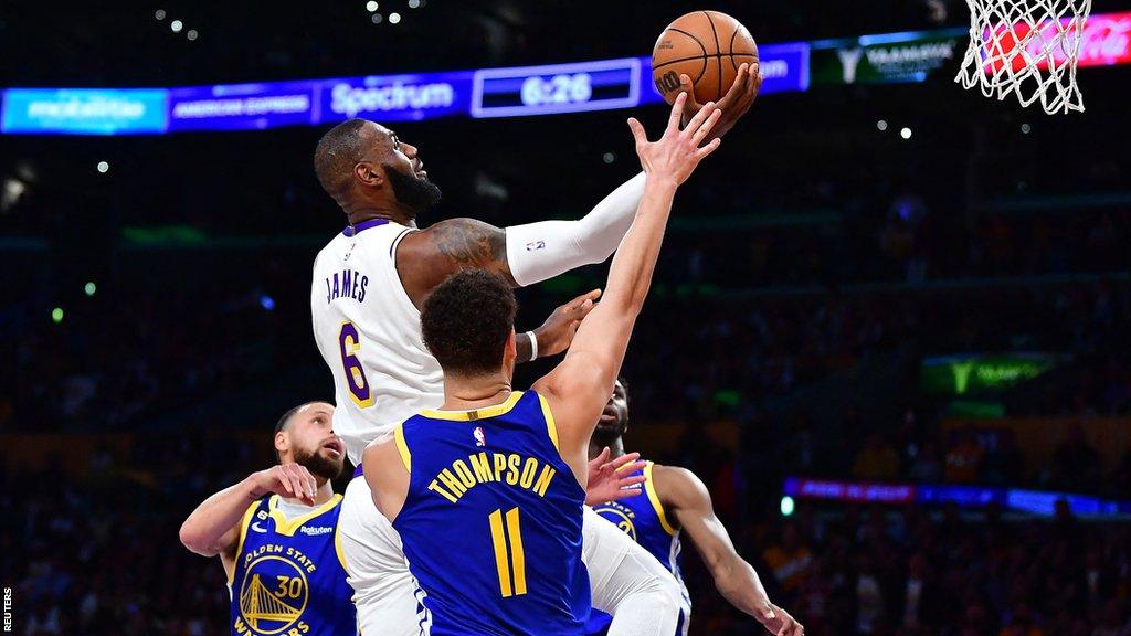 LeBron James in action for the LA Lakers against the Golden State Warriors