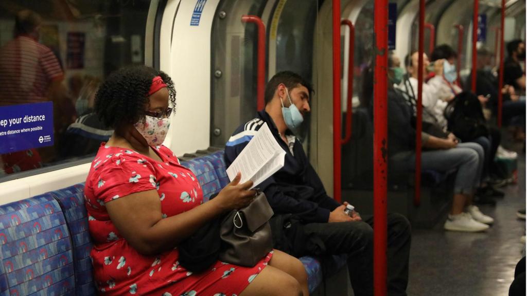 Passengers on a London Tube train (file pic)