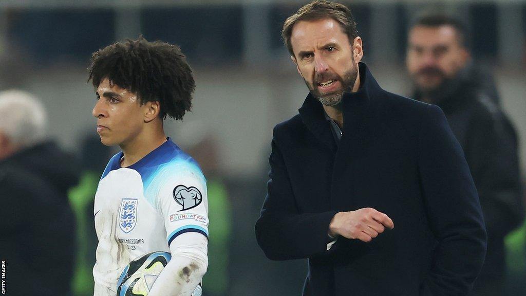 Gareth Southgate and England debutant Rico Lewis