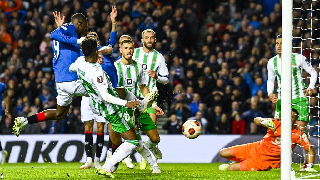 Abdallah Sima scores for Rangers against Real Betis