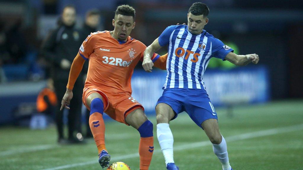 Jordan Jones (right) playing for Kilmarnock