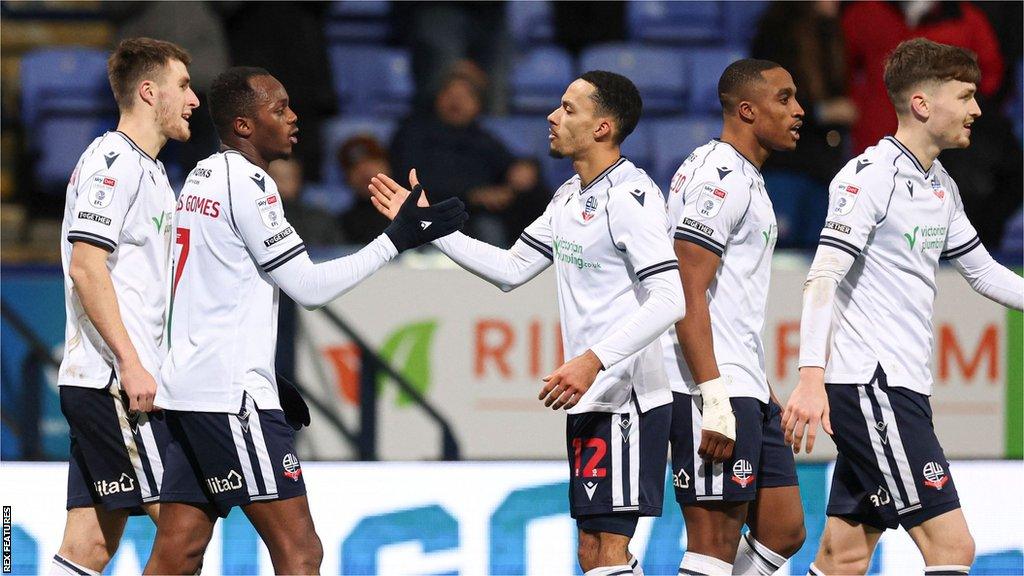 Bolton Wanderers celebrate scoring against Port Vale