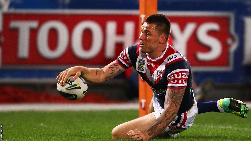 Shaun Kenny-Dowall scores for Sydney Roosters in the 2013 Grand Final versus Manly