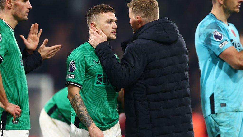 Kieran Trippier with manager Eddie Howe