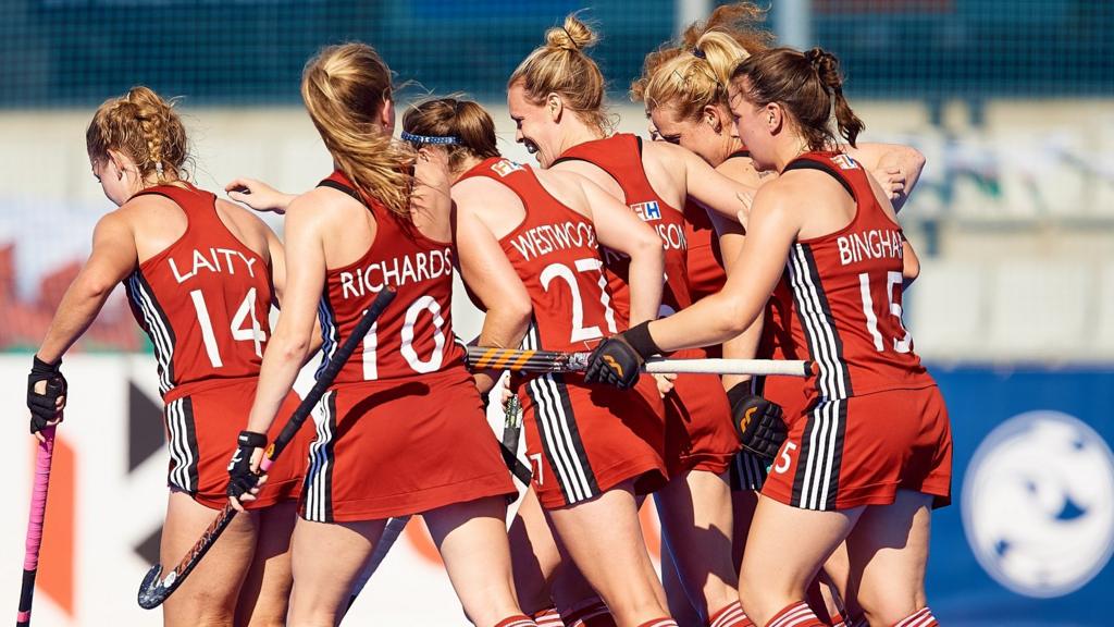 Wales Women hockey team celebrate