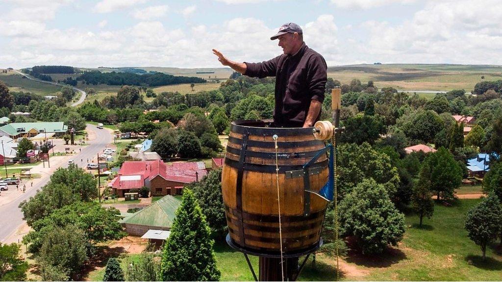 Vernon Kruger in a barrel