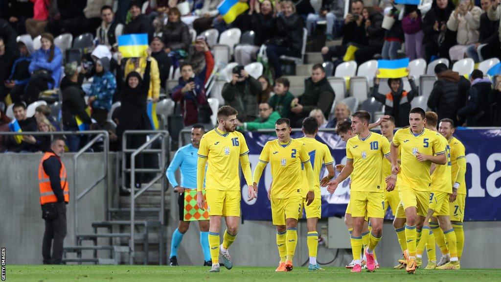 Ukraine's players celebrate