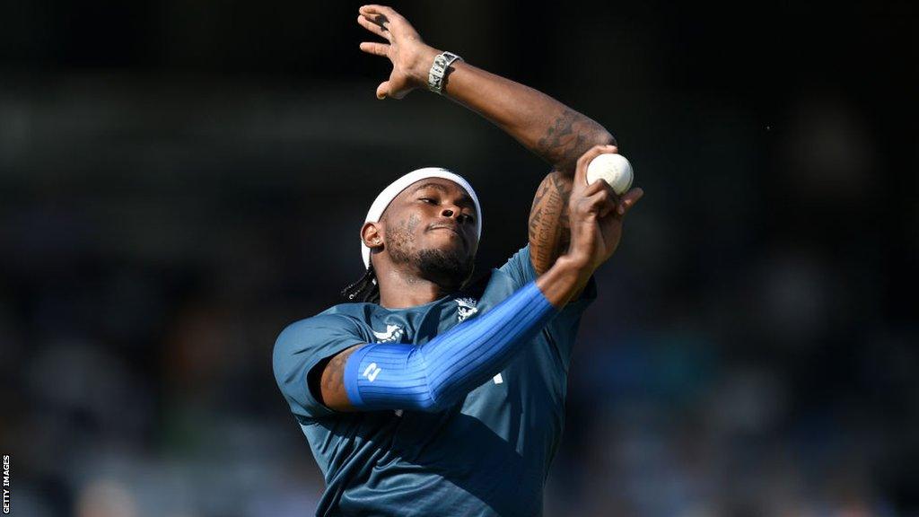 Jofra Archer bowling in the nets at The Oval before England's ODI with New Zealand on 15 September