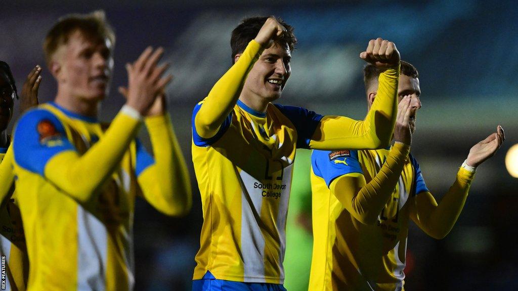 Torquay United players celebrate