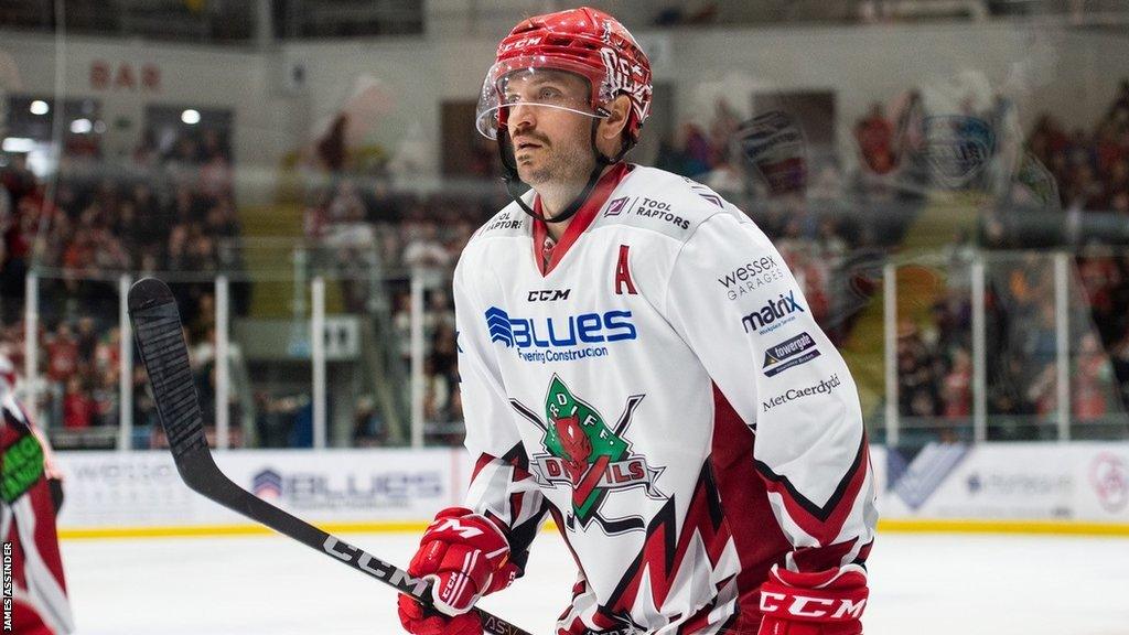 Joey Martin prepares for action with Cardiff Devils