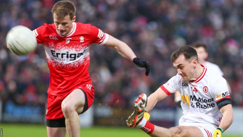 Brendan Rogers in action against Darragh Canavan during Sunday's game at Celtic Park